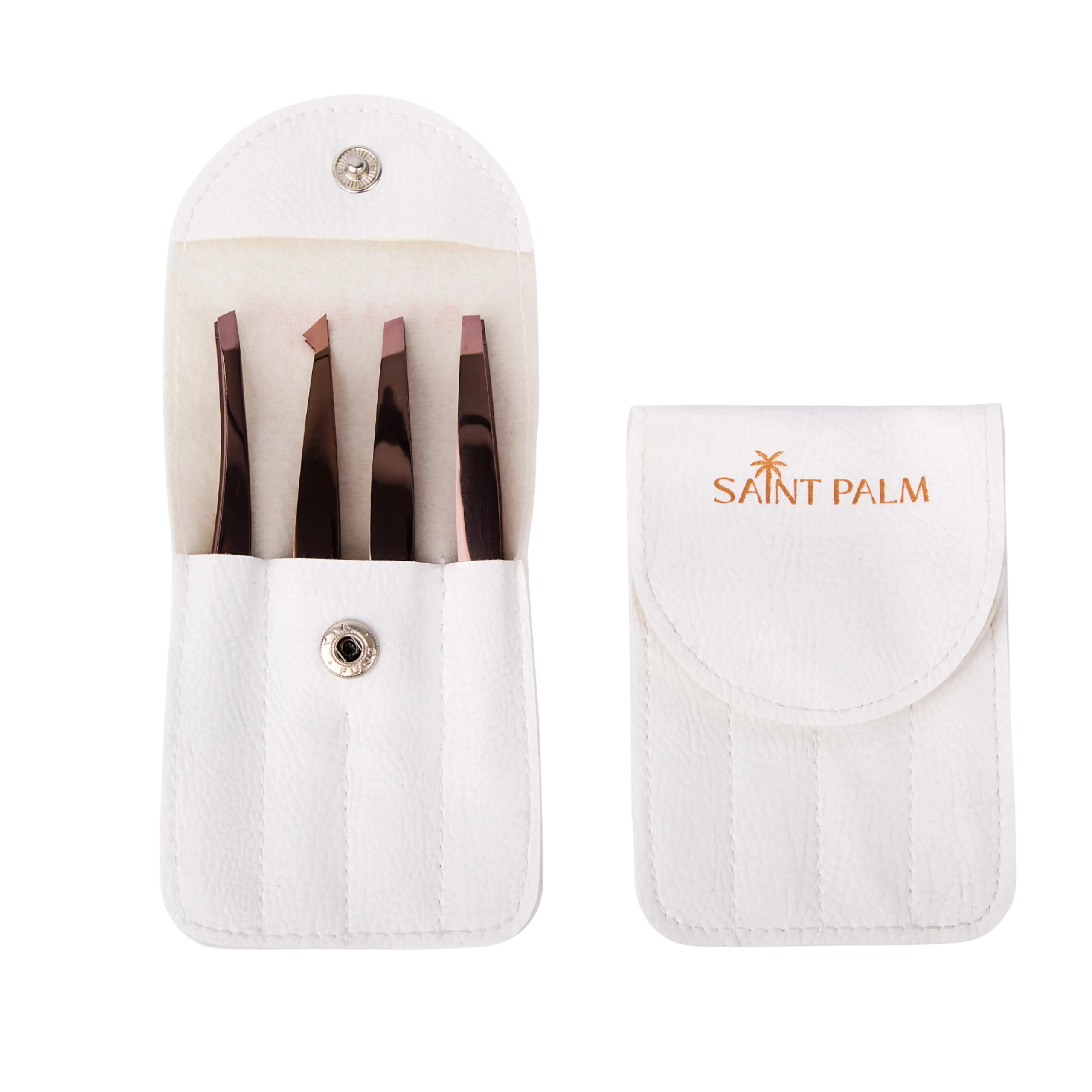 White Leather Tweezers Set Saint Palm
